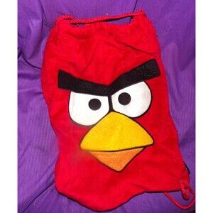 Angry Birds~ 17" X 12" Red Plush Cinch Pack~ Drawstring Backpack/ Bookbag